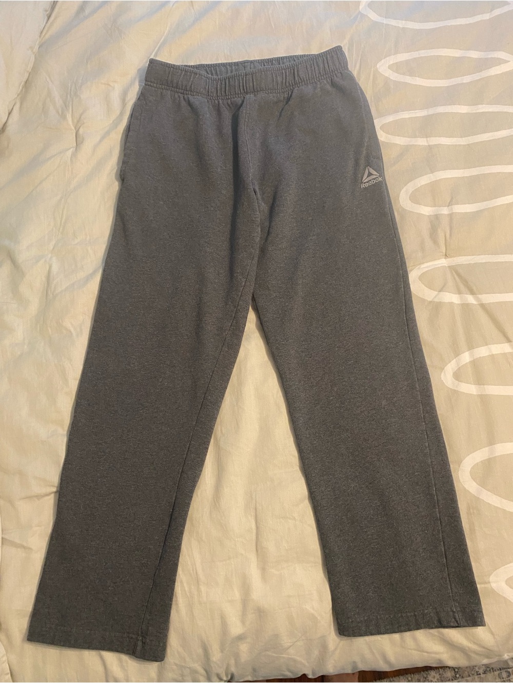 Reebok Gray Logo Joggers - White Emblem -Men’s Size Medium